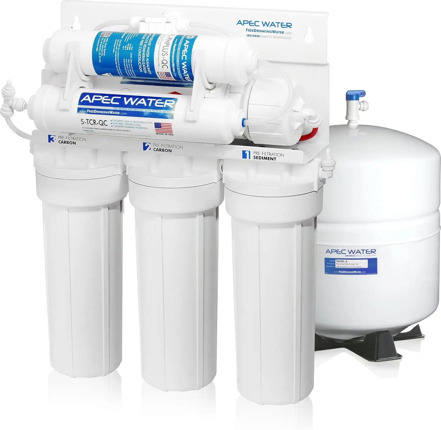 APEC Water Systems Top Tier Supreme Certified Alkaline Mineral PH+ High Flow 90 GPD 6-Stage Ultra Safe Reverse Osmosis