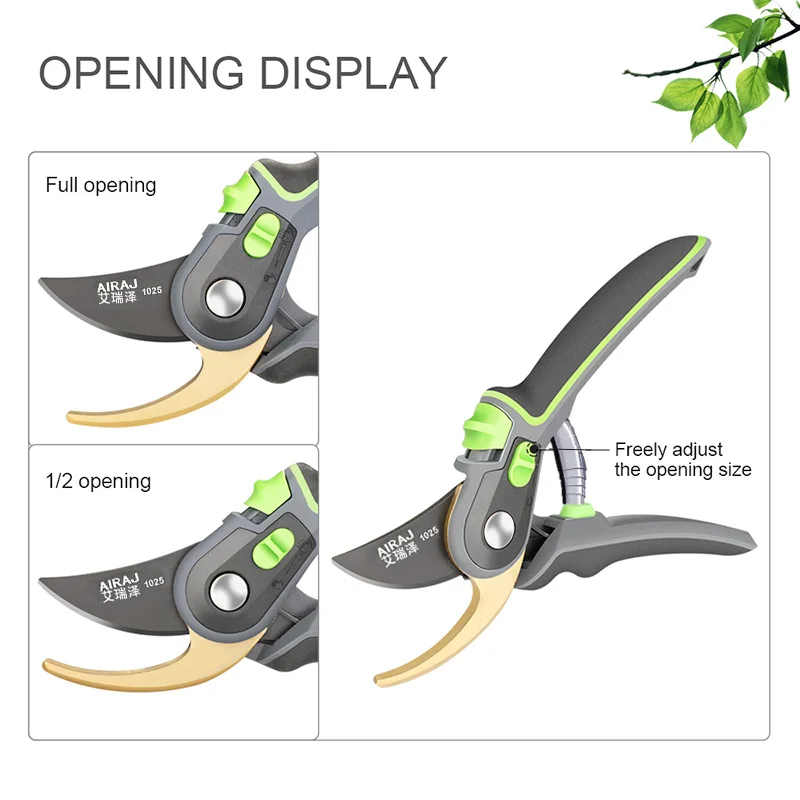 Garden Scissors AIRAJ Industrial Grade Pruning Shears Labor-Saving Gardening Tools Sharp Durable Non Slip