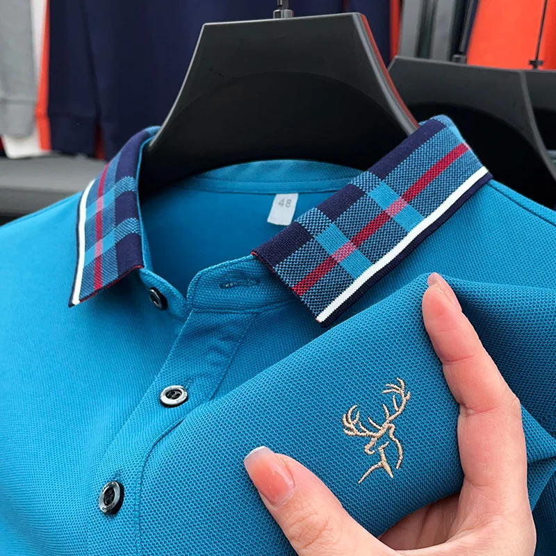 

High Quality New Spring Embroidery Graphic Men's Cotton Vintage Polo Shirt T-shirt Fashion Business Casual Men Clothing T Shirts