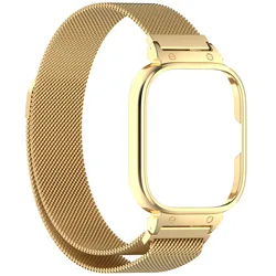 Elegant Metal Milanese Magnetic Loop Strap with Stainless Steel Protective Shell for Redmi Watch 5 (Gold)