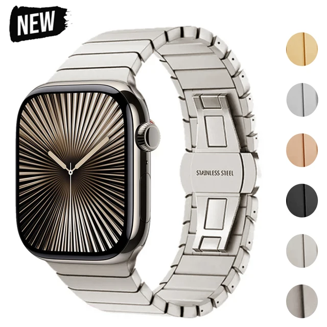 Metal Band For Apple Watch 46mm Strap Stainless Steel Watchband For Iwatch Series 10 9 Ultra 49mm 42/44/45/40mm Business Correa 1