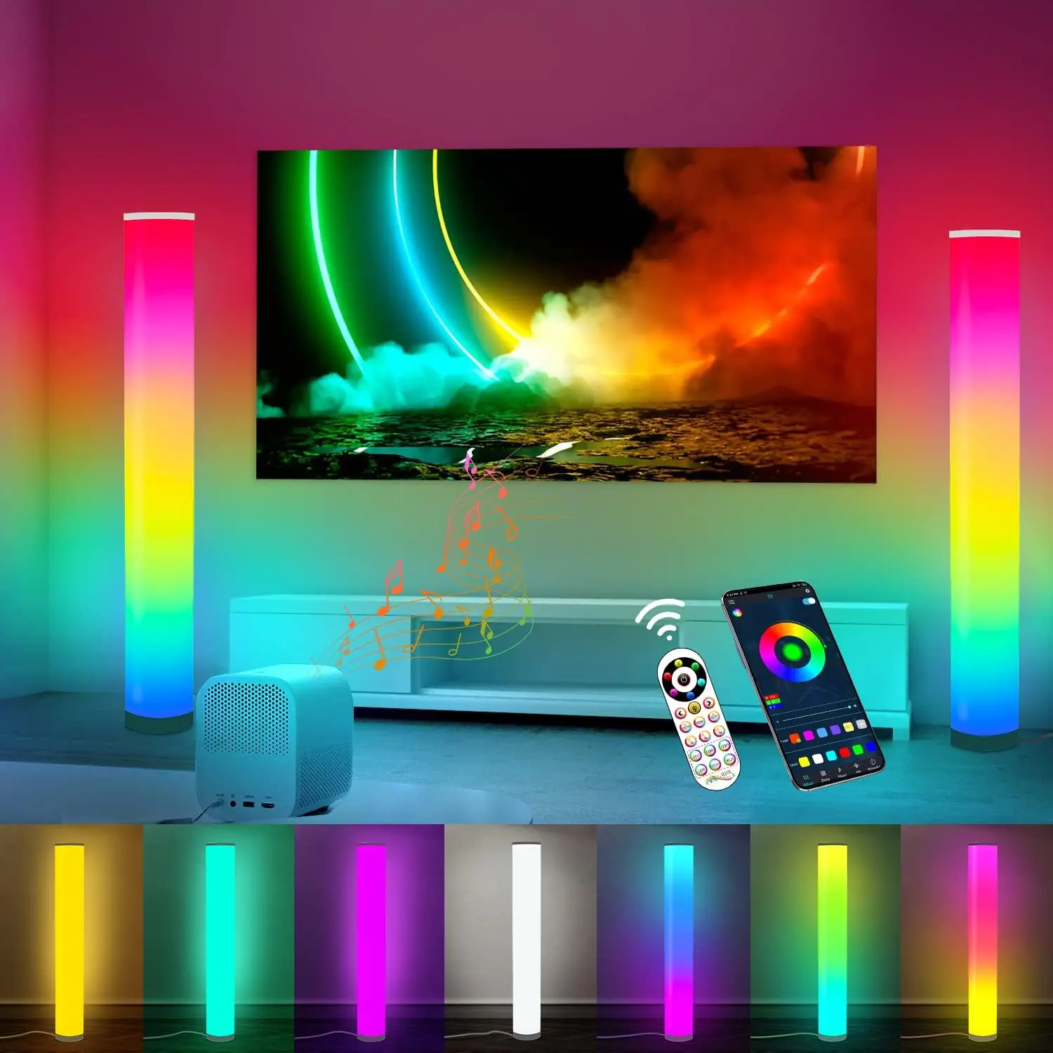 

RGB Corner Floor Lamp for Living Room APP Smart Music Sync Color Changing LED Lights Bedroom Colorful Decoration Lamp Soft Mood