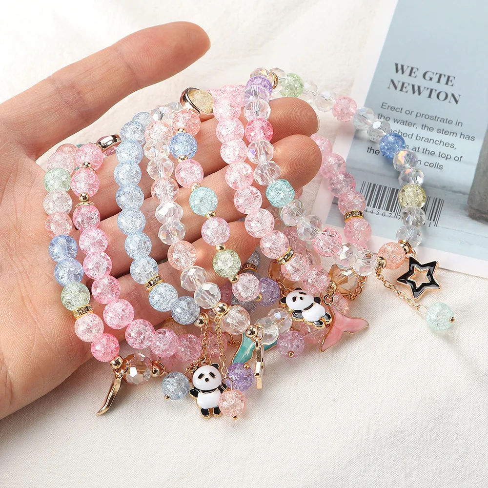 HIPICORRECT Crystal Bracelets Colorful Panda Star Beach Accessories  Vacation Bangles Charms Pendant Bracelet for Women Jewelry