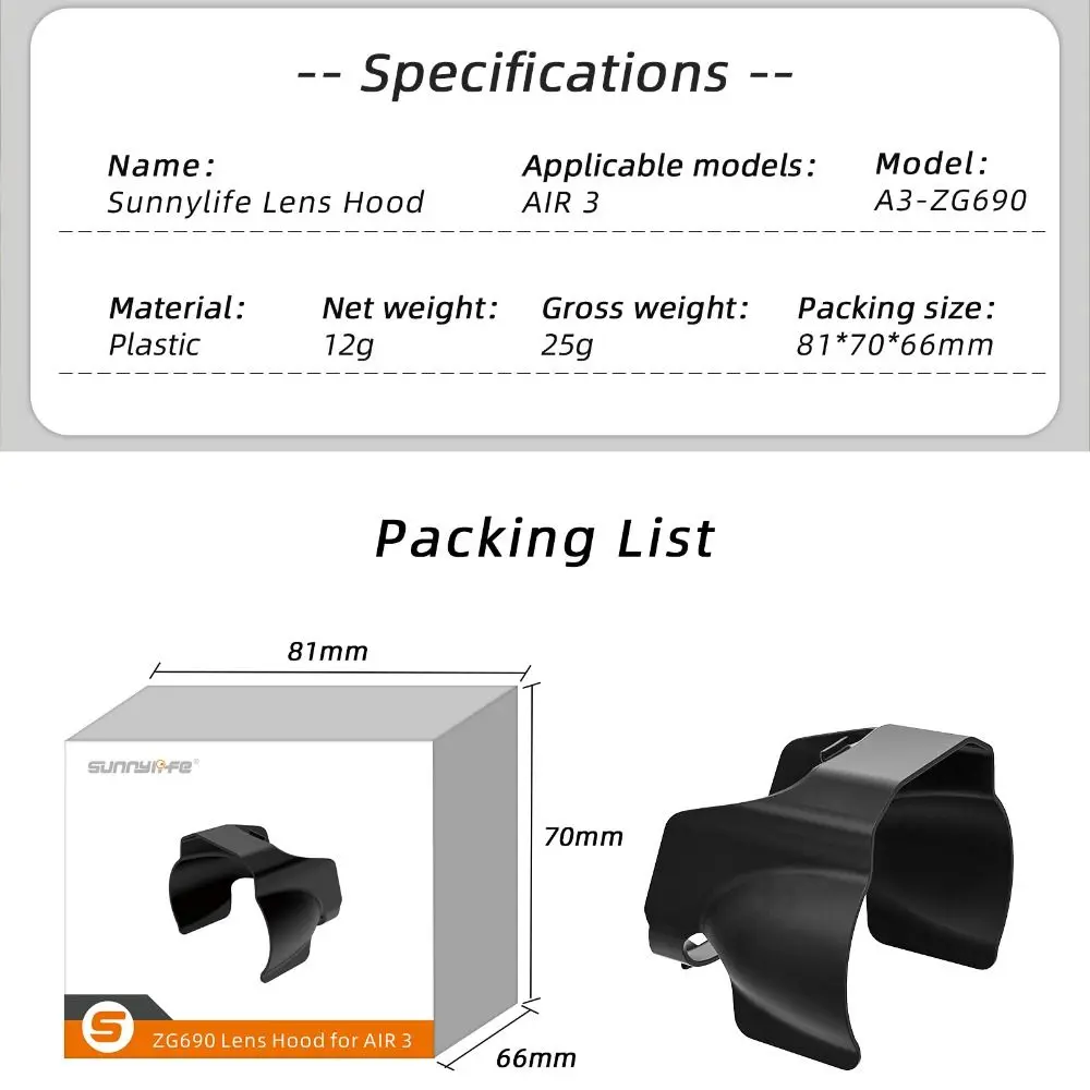 Lens Hood Gimbal Protector For DJI Air 3
