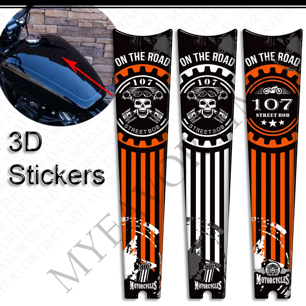 Motorcycle For Harley Davidson Street Bob FXBB 107 M8 Stickers Decals Protector Tank Knee Pad Side Grips Gas Fuel Oil Kit