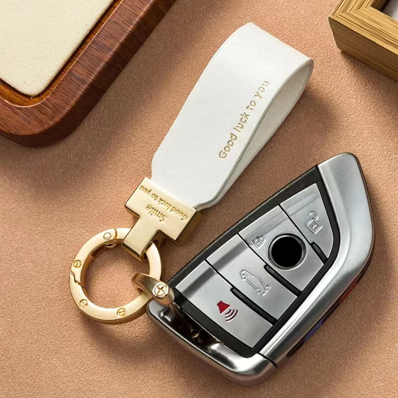Luxury Genuine Leather Keychain Pure Color Car Key Chain Genuine