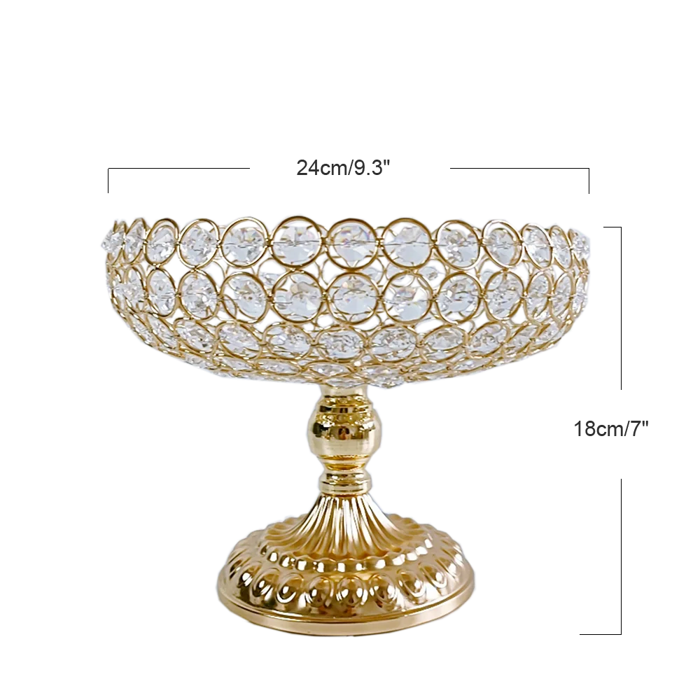 1pcs Crystal Fruit Gold Living Room Fruit Decoration Plate Wedding Cake Stand Golden Wedding Centerpieces For Tables Dining