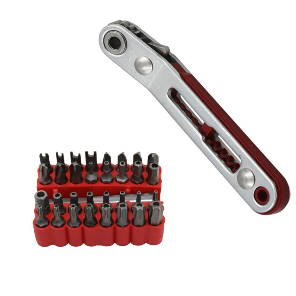 

33pcs Screwdriver Bit Elbow Head Handle Ratchet Wrench Drive Socket 6.35mm Hex Shank For Furniture Repairing Manual Tools