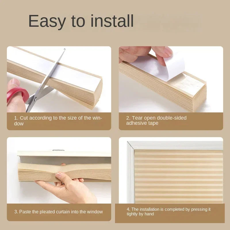Blackout Blind for Window Pleated Blinds Cordless Shade Light Filtering Shades for Bathroom Kitchen Office curtains windows