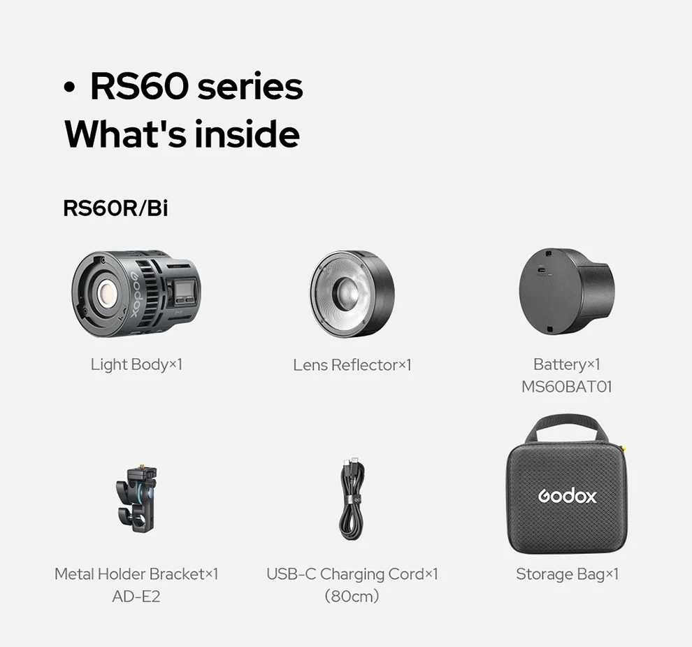 Godox RS60Bi RS60R Studio Light 60w RGB Bi-color Full-color LED Video Fill Light