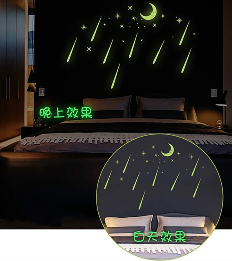 Creative Luminous Wall Stickers Meteor Showers Glow in the Dark Stars Sky For Home Bedroom Living Room Background Decorations