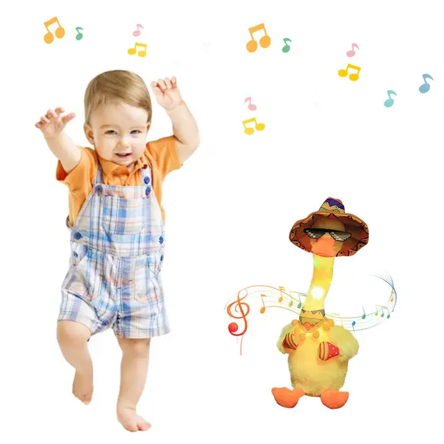 Kids Musical Duck Toy with Lights Fun Music Dancing Recordable Sound Interactive Electronic Plush Animal Music for Children 3