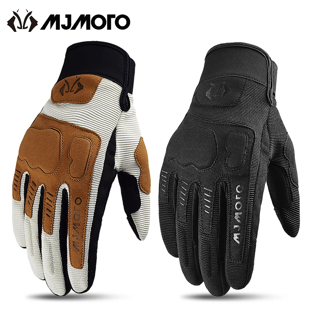 Breathable Black & Brown Summer Motorcycle Riding Gloves