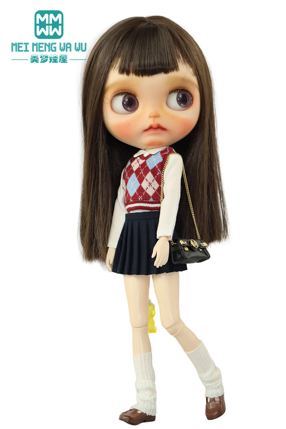 Blyth OB22 OB24 인형 액세서리 장난감 선물, 패션 격자 무늬 탱크탑, 청바지, 롱 스커트