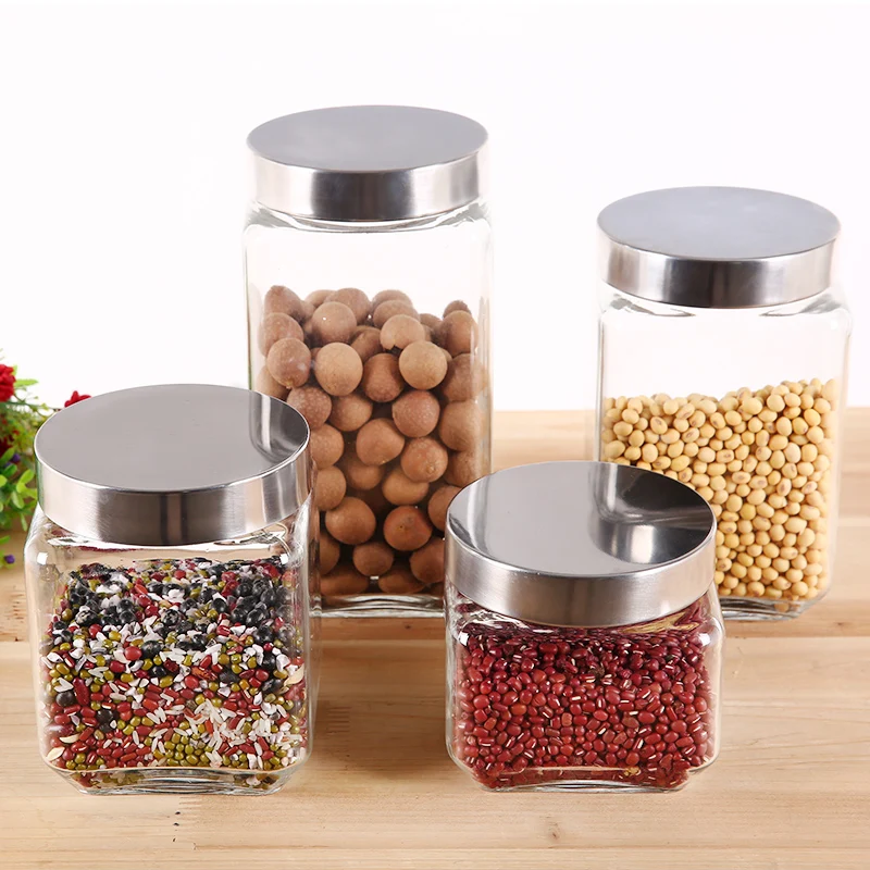 Criativo selado frasco de grãos de vidro doces caixa de armazenamento de alimentos transparente selado café chá jar utensílios de cozinha recipiente de comida decoração