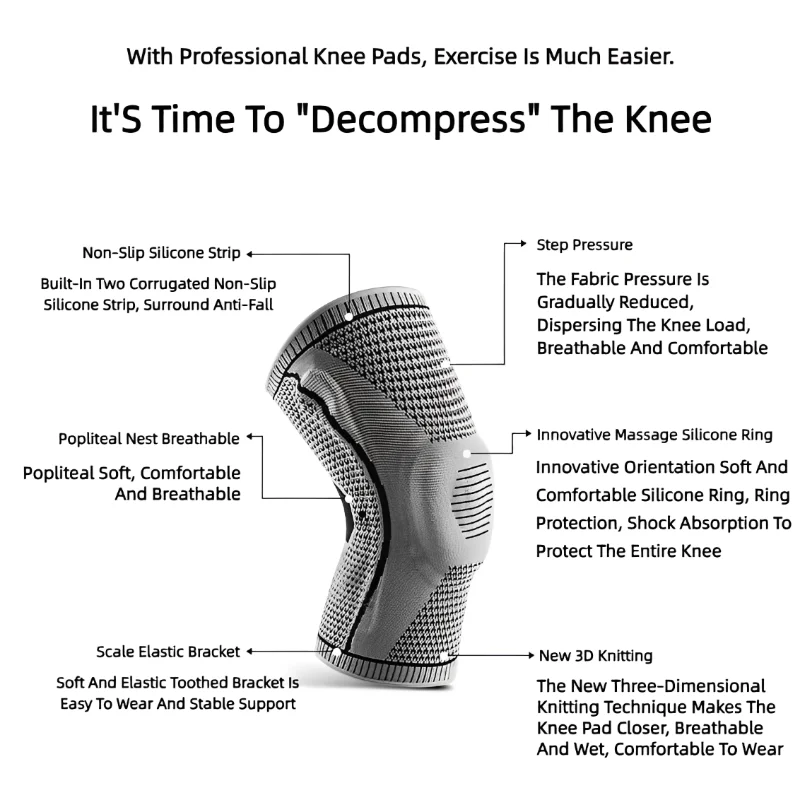 Double Compression Knee Braces Relief Sleeve Support For Pain Sports Running Gym Joint Relief Meniscus Tear Injury Recovery