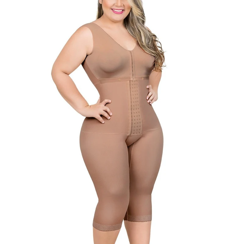 One-piece Shorts Postpartum Full Body Shaper Removable Bra With Snap Closure Shapewear Post Liposuction Fajas Colombianas