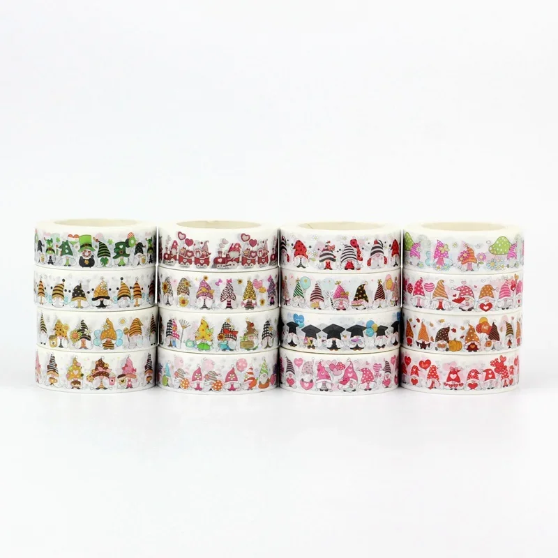 NEW 1PC 10M Decorative Gnomes with Sunflowers Bee Daisy Hearts Spring Washi Tape Set for Journaling Masking Tape Cute Papeleria 3