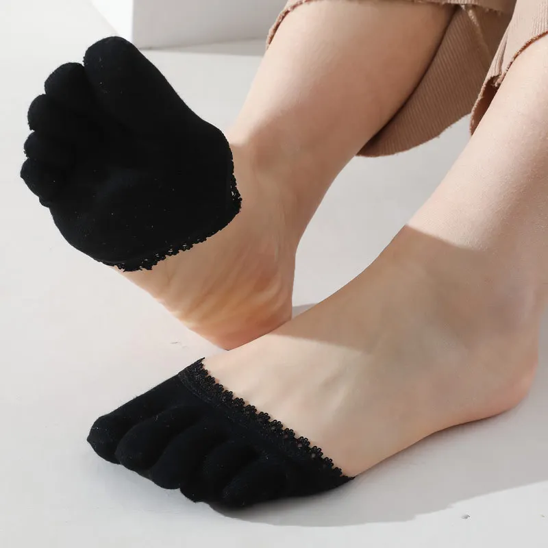 Women Five Toes Forefoot Pad High Heels Wear-resistant Half Socks Lace Invisible Socks Calluses Corns Foot Pain Care