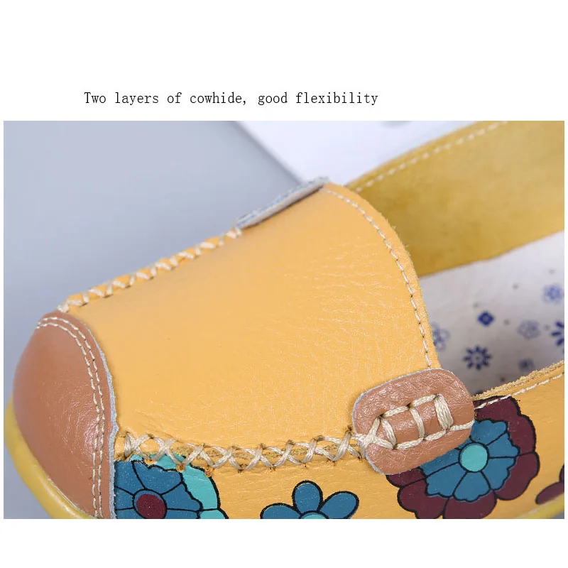 non-slip cow suede Spring and autumn large size flat single shoes beef tendon sole mother shoes D005