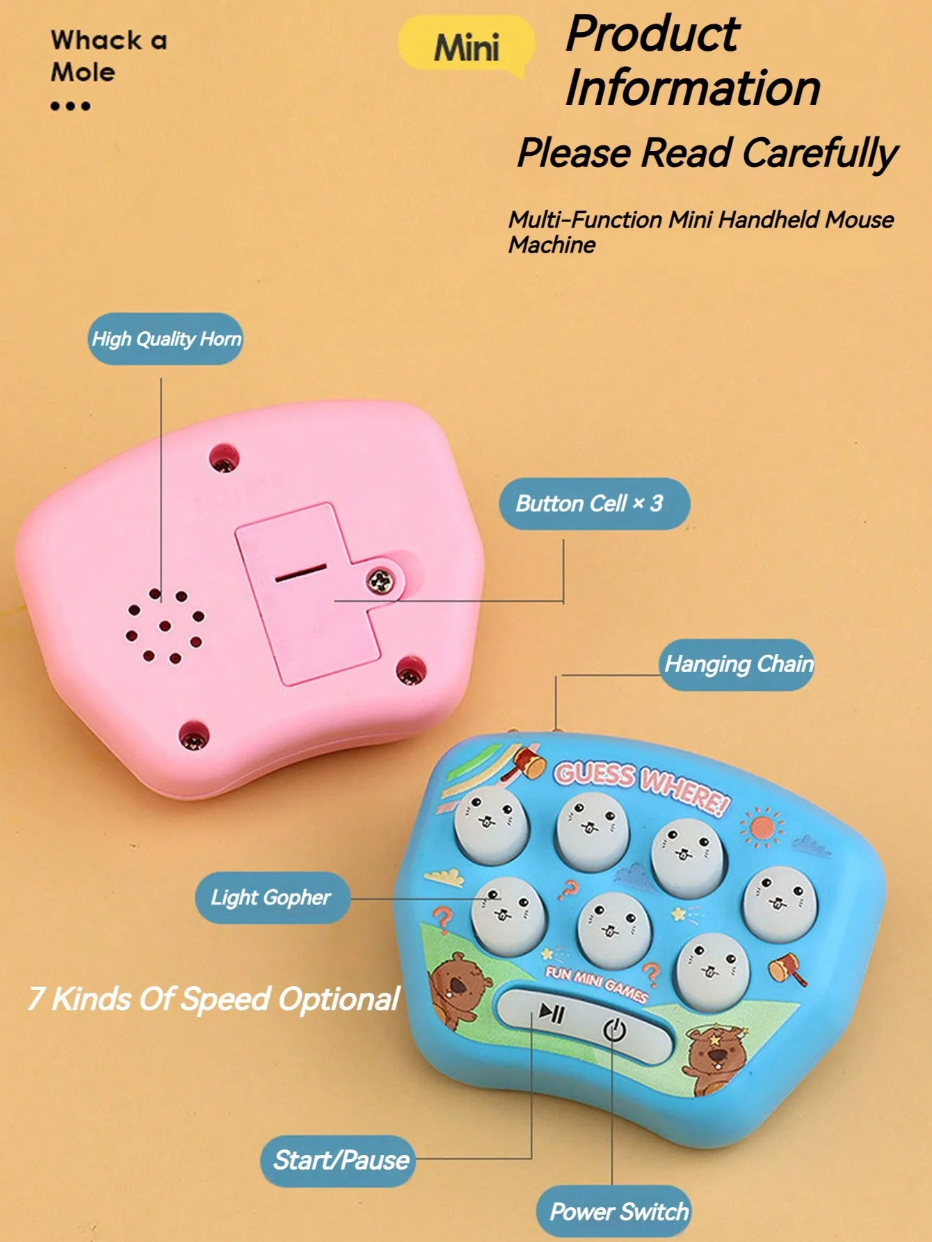 Mini Quick Push Electronic Gaming Machine Light Up Game Whack-a-mole Toy Bubble Handheld Toy Keychain Challenge Game Toys Gift 4