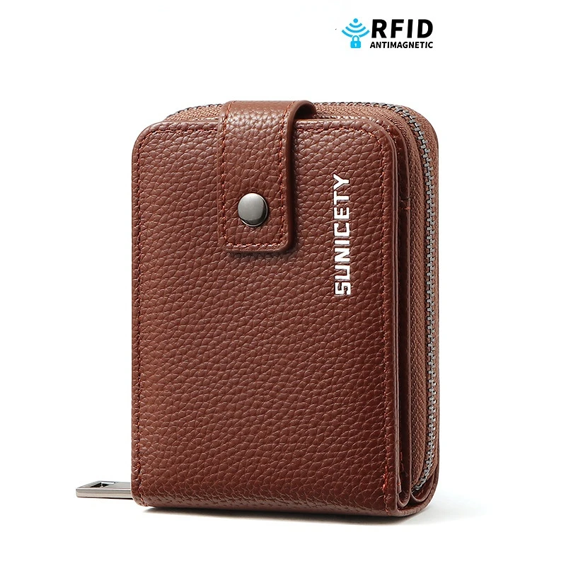 European and American new men's short wallet Multi card fashionable leisure zero wallet Litchi thin horizontal organ bag