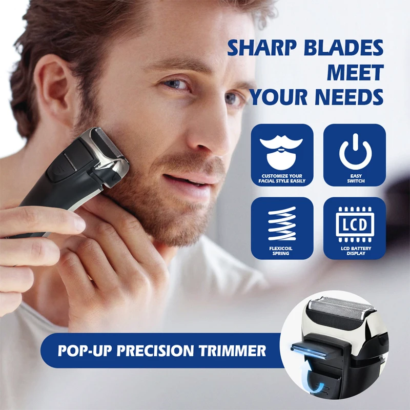 Kemei 8512 Rechargeable Electric Shaver Hair Beard For Men Facial Stubble Electric Razor Fades Bald Head Shaving Machine Tool