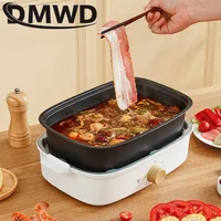Split Electric Multifunction Hot Pot Cooker BBQ Barbecue Oven Grill Plate Non-stick Steak Frying Pan Food Noodle Cooking Skillet 2