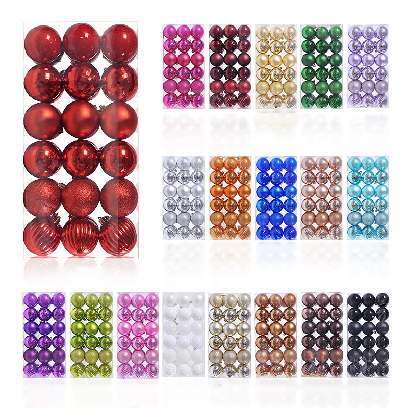 

24pcs Christmas Tree Plastic Balls Hanging Ornaments for Xmas Tree Christmas Decoration Navidad for Home Gift Decor Balls