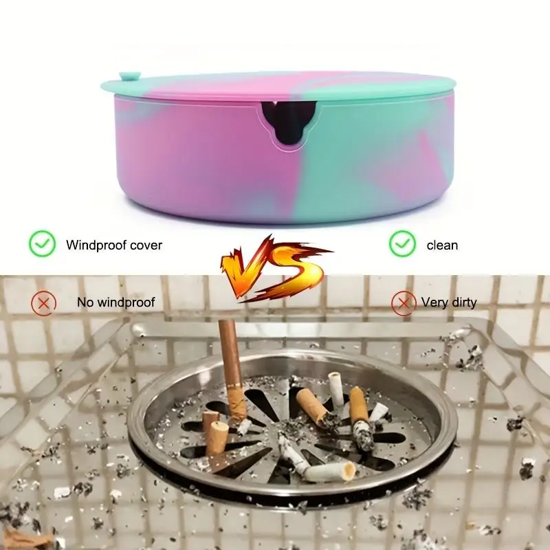 Cigarette Holder Silicone Ashtray Soft Eco-friendly Ash Tray Holder Heat-resisting Fluorescent Ashtray With Cover portable ashtray cigarettes ashtray silicone ashtray stainless steel ashtray metal ashtray air purifier ashtray wood ashtray ceramic ashtray