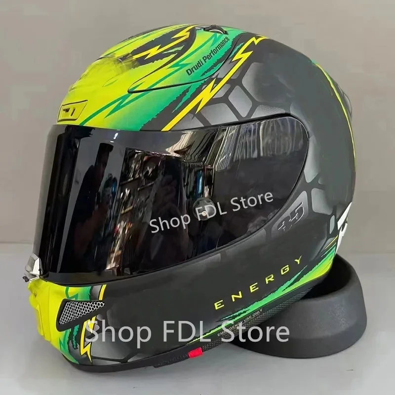 

Шлем мотоциклетный унисекс, защитный шлем для мотокросса, гонок на все лицо, с зелеными крапанами