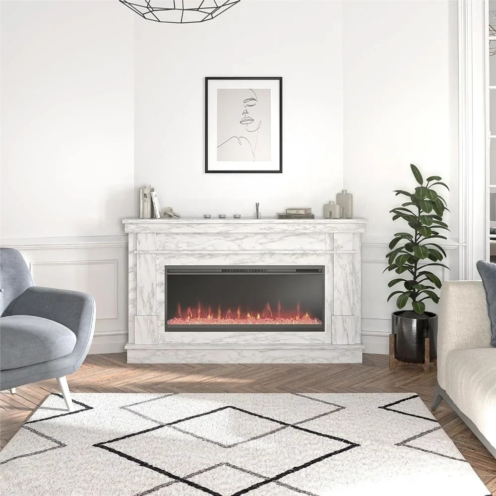 Waverly 64 Inch Electric Fireplace,Replaceable Fireplace Insert Heater, Remote Control,Timer,Color Changing Crystal Ember Flames 5