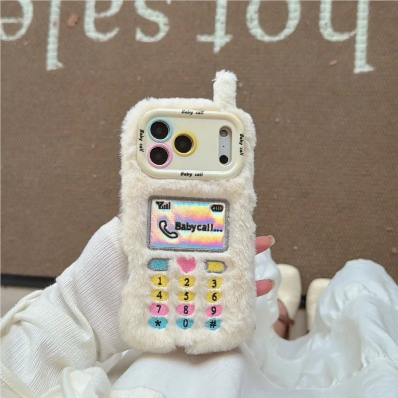 Adorable Plush Phone Case with Built-in Camera Stand