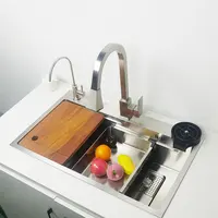 kitchen Sink 304 Stainless Steel sinks Above Counter Washing Basin with chopping board  cup washer multifunctional kitchen sink 2