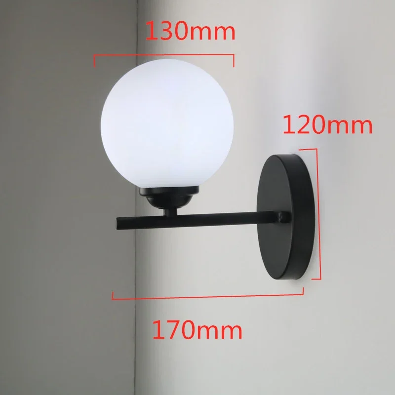 Modern Led Wall Lamp Black Wall Lights with Special Glass Round Ball Bedside Lights with G9 Bulbs Sconce Decor