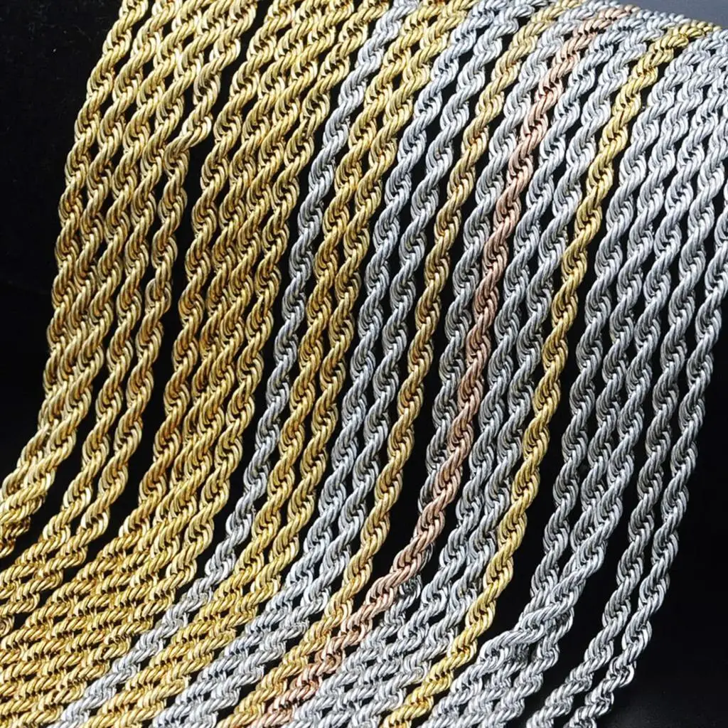 1 Piece Stainless Steel Necklace For Men Women Braided Rope Chain