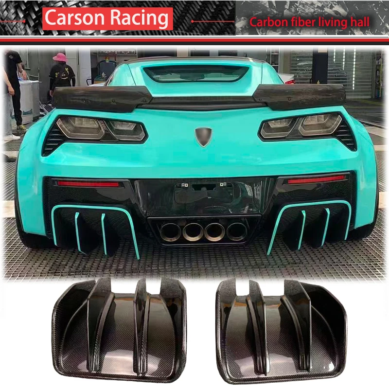 

For Chevrolet Corvette C7 2014-2017 Car Styling Bumper Guard Plate Real Carbon Fiber Rear Diffuser Lower Lip Bumper Splitters