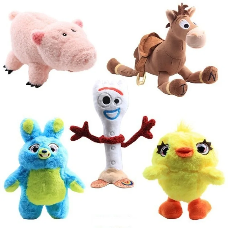 New Anime Cartoon Buzz Woody Forky Forky Fork Bunny Blue Rabbit Red Heart Horse Cute Peluche Decorazione Per Regalo Di Compleanno Per Bambini