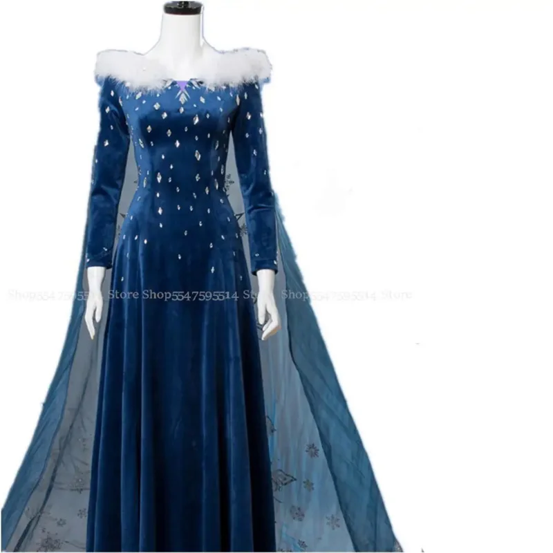 

Ice Winter Queen Anime Princess Cosplay Costume Elsa Blue Fantasia Suit Halloween Party Women Girl Ball Dress up Stage Uniforms