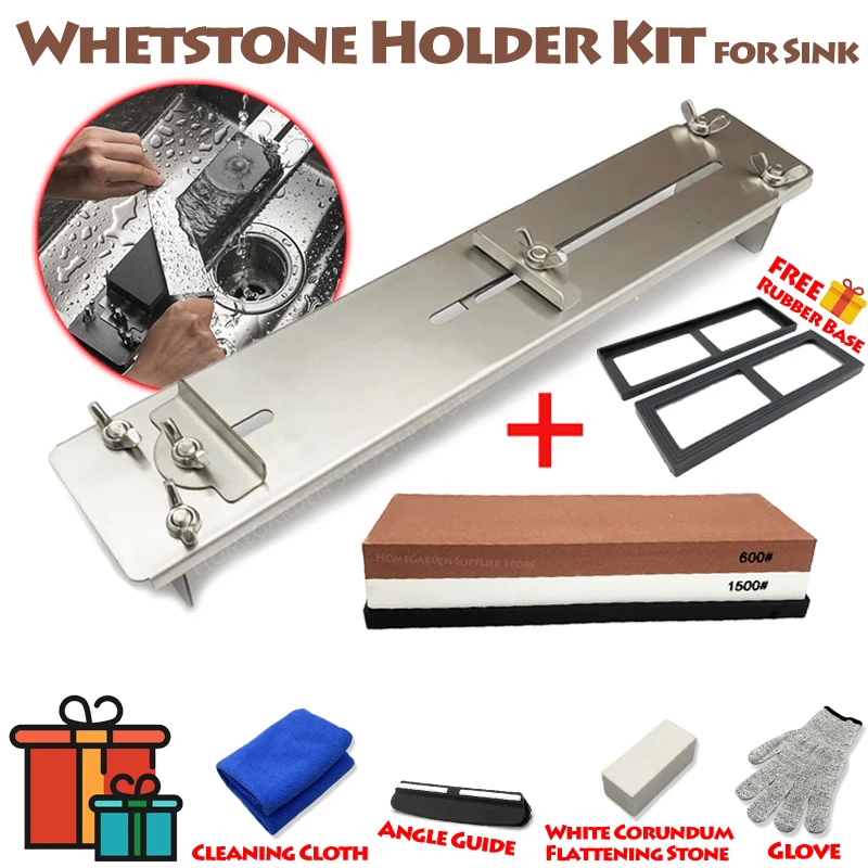 Stainless Steel Sink Sharpening Stone Holder Adjustable Length