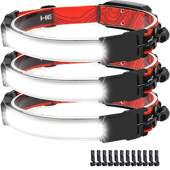 Hot YO-3 Pack Headlights,240° Wide Beam Headlights,Waterproof Headlights With Red Tail Lights,For Camping,Cycling,Fishing,Etc