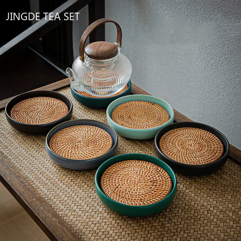 Vintage Coarse Pottery Teapot Tray Water Storage Kettle Mat
