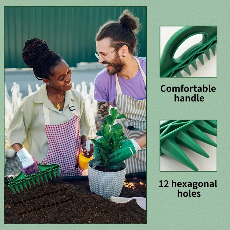 Handheld Seeder Tool Durable Plastic Hand Push Seeder Garden Seeding Rake Tool