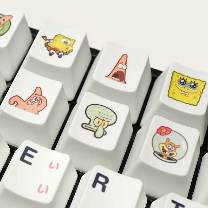 

Cartoon Sponge Starfish Octopus PBT Gaming OEM Height Cherry Axis Keycaps for Cherry MX Mechanical Keyboard Key Cap