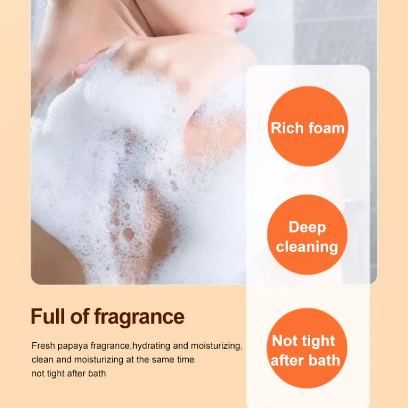 Papaya Shower Gel Longlasting Fragrance Refreshing Deodorizing Body Mite Removing Shower Gel