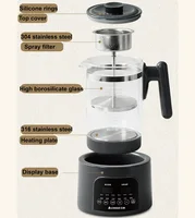 Bouilloire Électrique Intelligente 1,5 L, Théière Vapeur Multifonction, Pot de Santé à Température Contrôlée, Théière en Verre pour Bureau, Fonction Maintien au Chaud Automatique 6