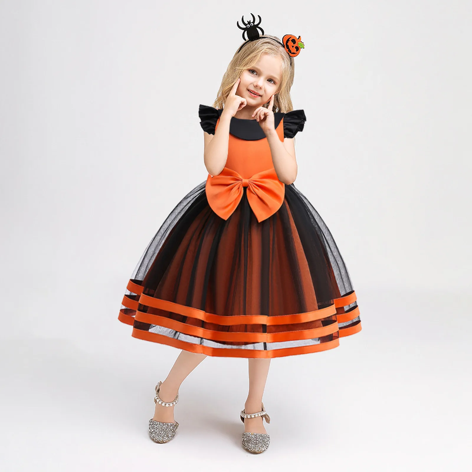 

MODX Kids Girls Halloween Bowknot Tulle Pageant Dress Party Child Costume Gown Dresses Baby Clothes Winter Girl