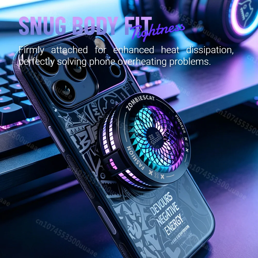 좀비캣 QCSRQ01 휴대폰 쿨러 반도체 급속 냉각 RGB 게이밍 팬, 장시간 게임 플레이를 위한 최고의 열 방출