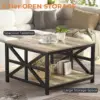 Coffee Table with Storage for Living Room, Small Square Center Tables with Seamless One-Piece Tabletop Farmhouse Style 5
