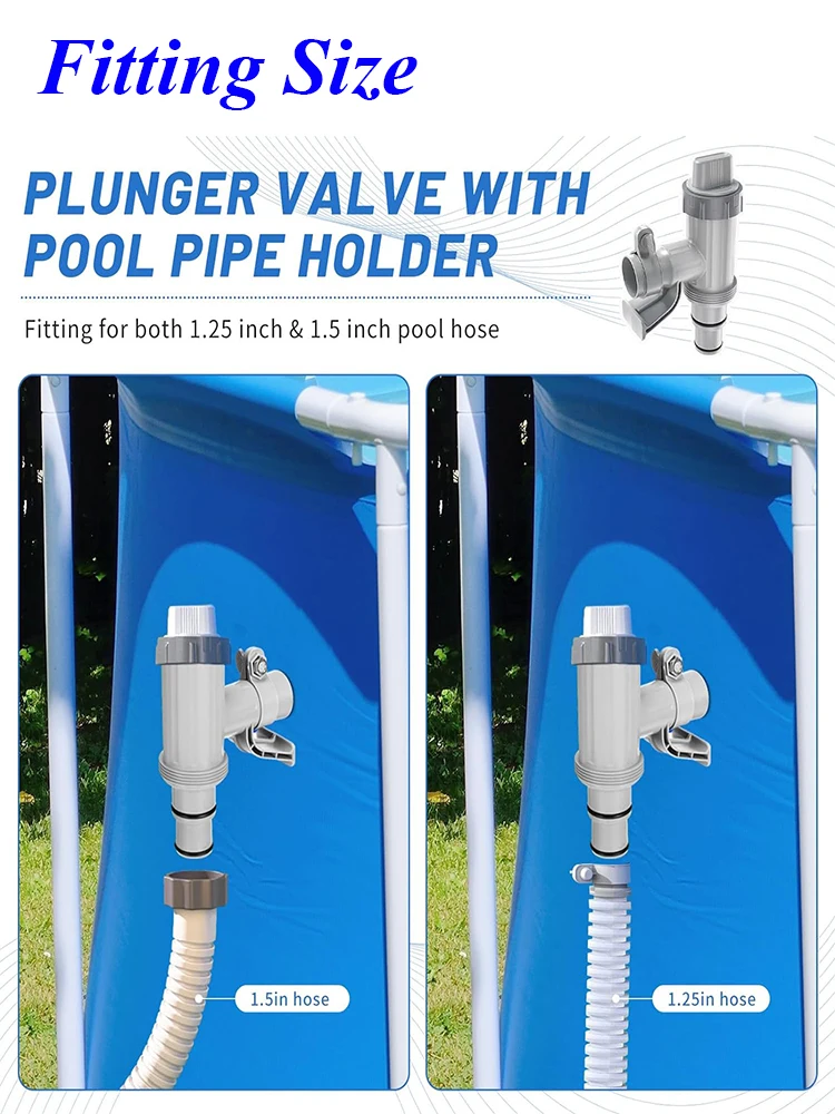 Pool Hose Adapter, Swimming Pool Replacement Parts Pool Hose Bracket and Plunger Valve for Above Ground Swimming Pool